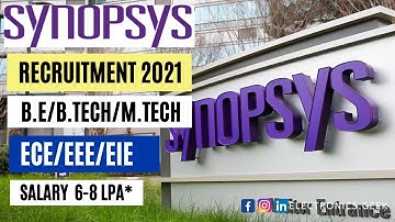 Synopsys Recruitment 2021 | Technical Engineering Intern | Salary  6-8 LPA | Electronics Geek