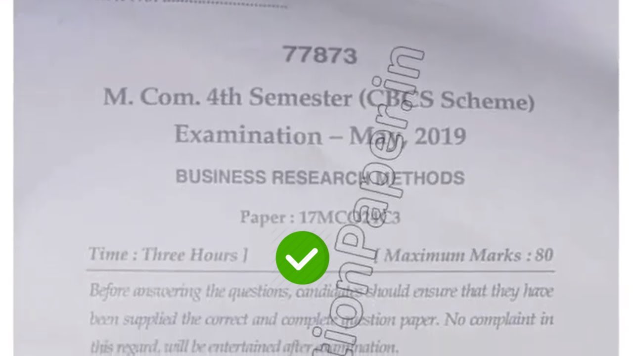 business research methods question paper 2019