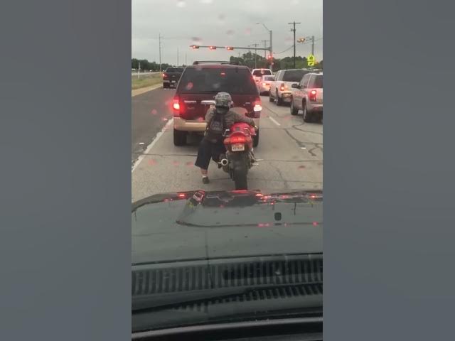 Dwarf on a street bike