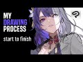 How to draw anime  character illustration process in clip studio paint tutorial