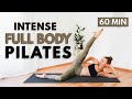 60 min intense full body pilates workout  intermediate total body workout at home  no equipment