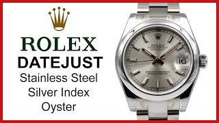 Rolex Datejust Silver, Index Dial UNBOXING & REVIEW - 31mm, Domed, Stainless Steel Oyster, 178240