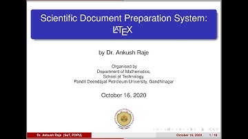 Two-Day Online Workshop on Scientific Document Preparation System: LaTeX - Day - 1 - Part - 2