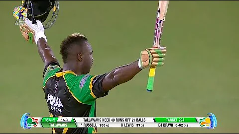 Andre Russell hits 13 SIXES during whirlwind centu...