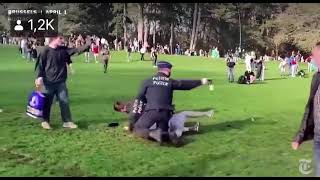 Brussels, April 3, 2021 Police Break Up Maskless People In Park