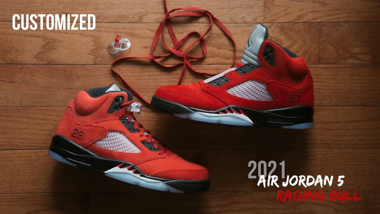 This Guy Dipped His Pair of Supreme x Air Jordan 5s In Red Paint!!! •