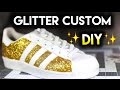 How to double sparkle non shedding glitter shoes  adidas superstar custom tutorial