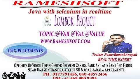 RAMESHSOFT||LOMBOK PROJECT|| @VAL & @VAR & @VALUE ANNOTATIONS