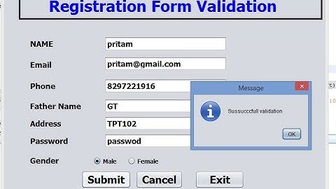 Registration Form Validation In java Netbeans with Regular Expression