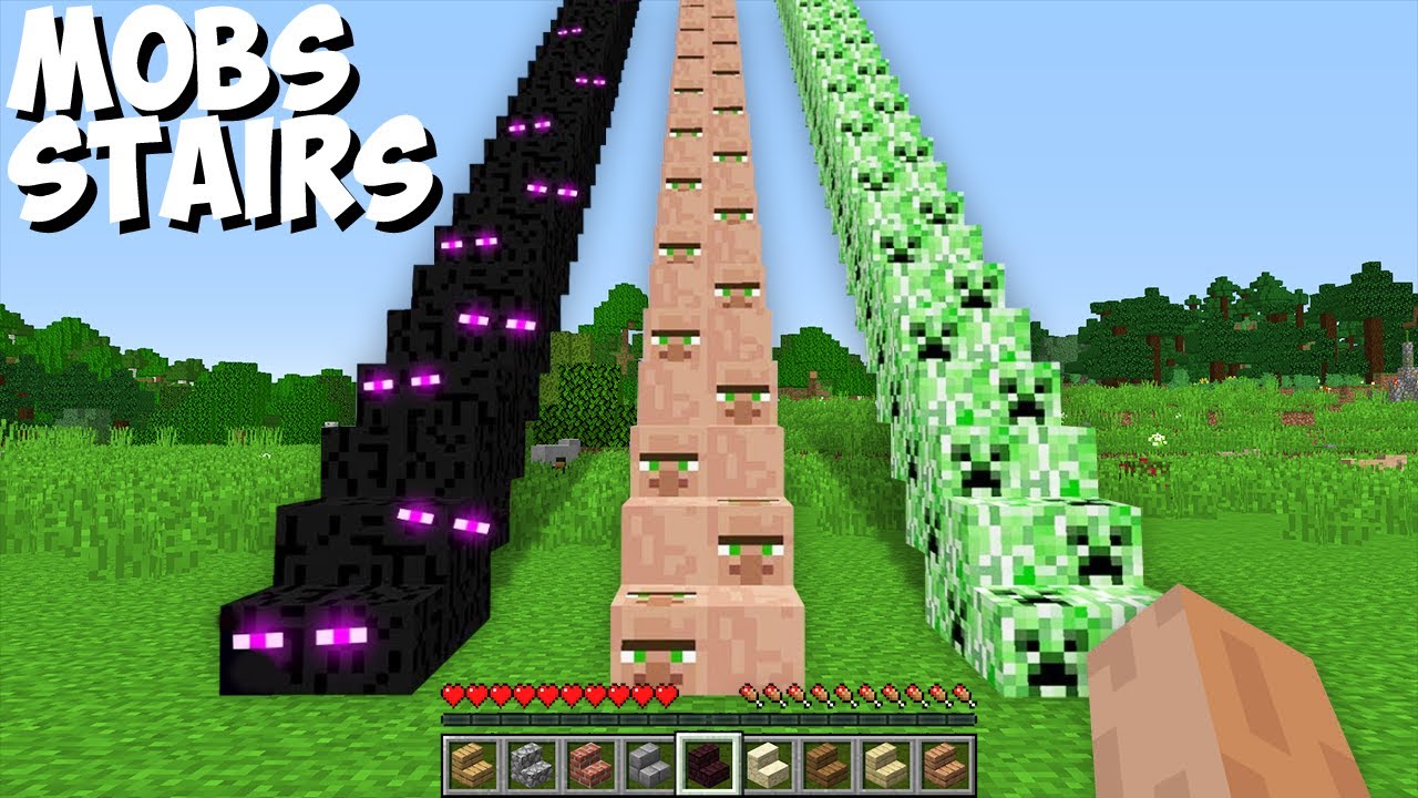 Where DO LEAD this MOB STAIRS in Minecraft ? I found CREEPER vs VILLAGER vs ENDERMAN passage