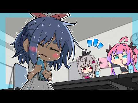 楽屋でヴィヴィと一緒にいたリオナに勇気を出して話しかけるぺこら【ホロライブ切り抜き漫画】【兎田ぺこら/響咲リオナ/綺々羅々ヴィヴィ】【手描き】