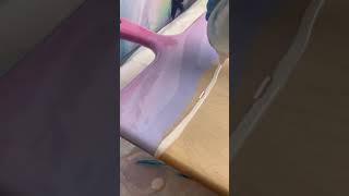 Beautiful Ombré Pink and Purple Epoxy Wave on Handmade Birch Charcuterie Board