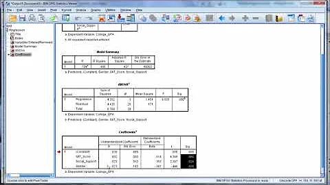 Multiple Regression in SPSS   R Square; P Value; ANOVA F; Beta Part 2 of 3