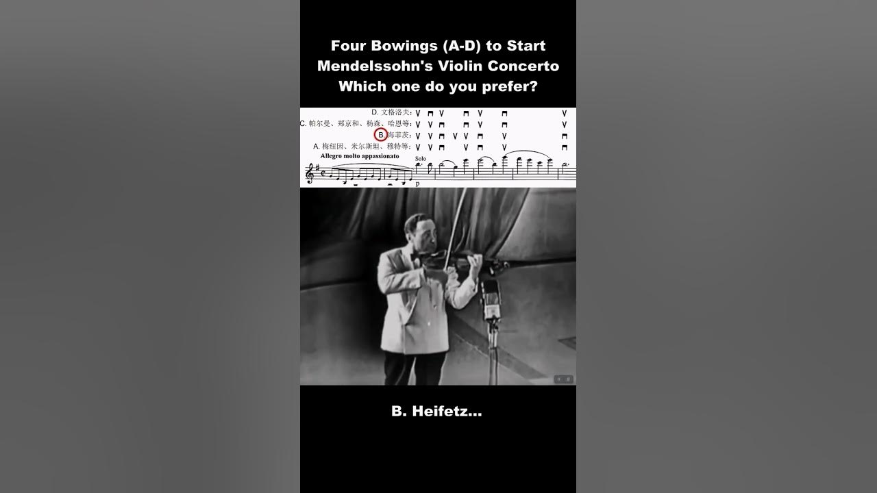 Which bowing to start Mendelssohn's Violin Concerto?
