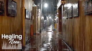 Familiar rain sounds heard in alley at night  Best rain sound perfect for deep sleep and relaxation