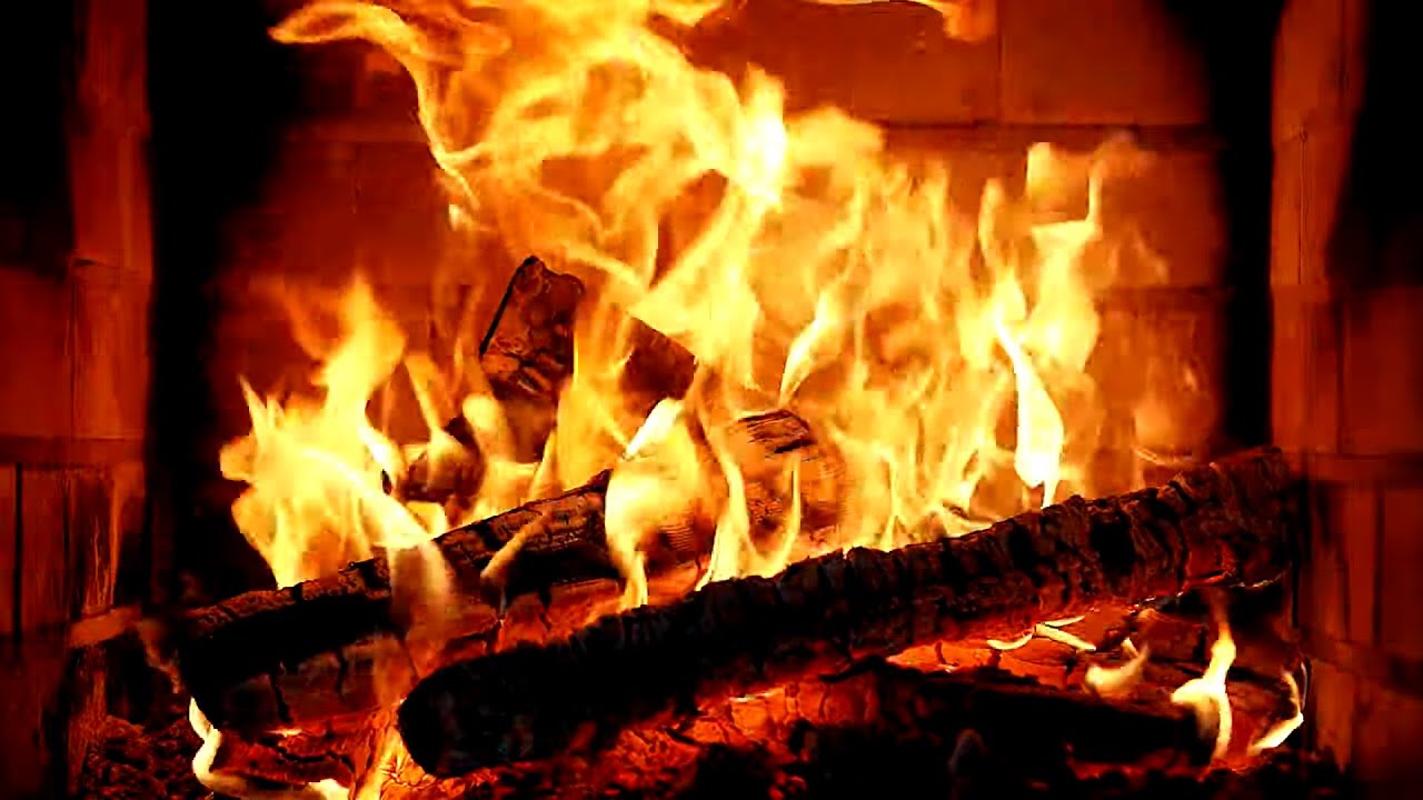 🔥Gentle Relaxation from a Real Wood Fireplace with Bright Flames and Natural Crackling Audio.