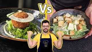 Classic vs Modern Caesar Salad | تحدي سلطة سيزار عصرية Vs سيزار كلاسيكية  | تحدي الاكلات العصرية