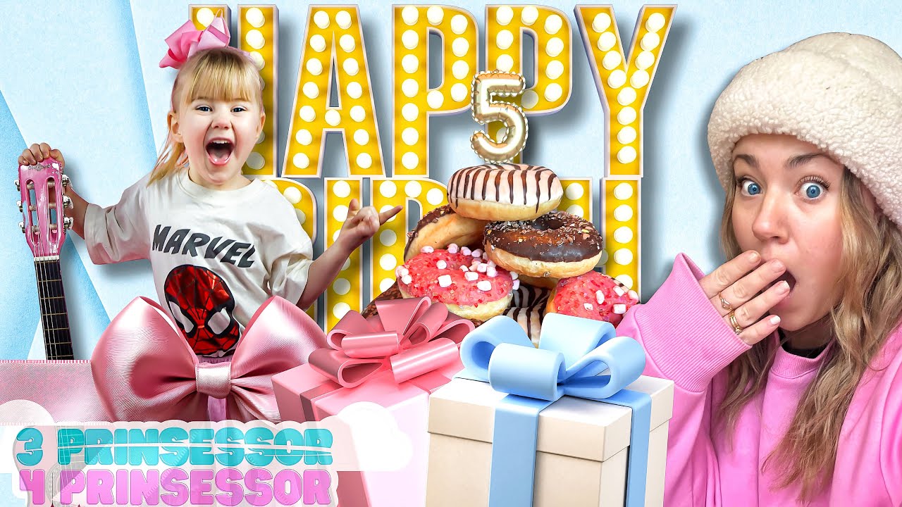 TILLY 5år🎈🎁 Köper presenter, kalasar med munktårta och en tjurig Lo -3prinsessor VLOGG🍩🎀