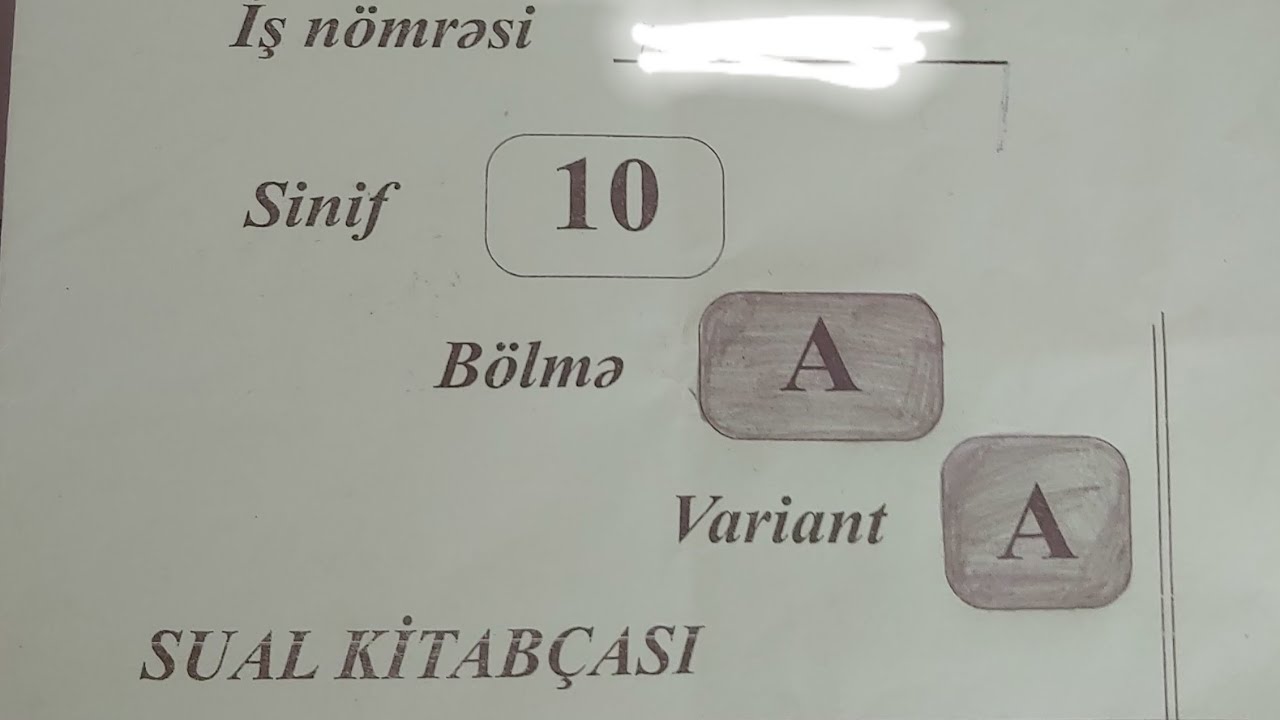 Sinaq 10-cu sinif . (Buraxılıs tipli) . Zəfər kursu  Sınaq 1