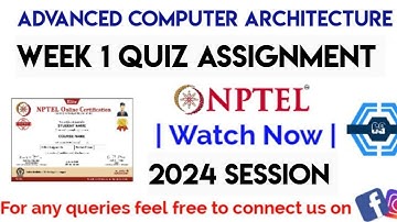 Advanced Computer Architecture | Week 1 Quiz Solutions 2024 | NPTEL | SWAYAM |