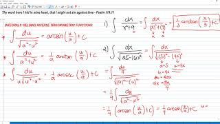 Integrals Yielding Inverse Trigonometric Functions  Integral Calculus