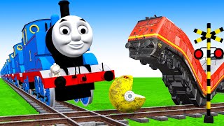 【踏切アニメ】あぶない電車 Vs Thomas Pacman the Train and 2 Rails🚦 Fumikiri 3D Railroad Crossing Animation #1