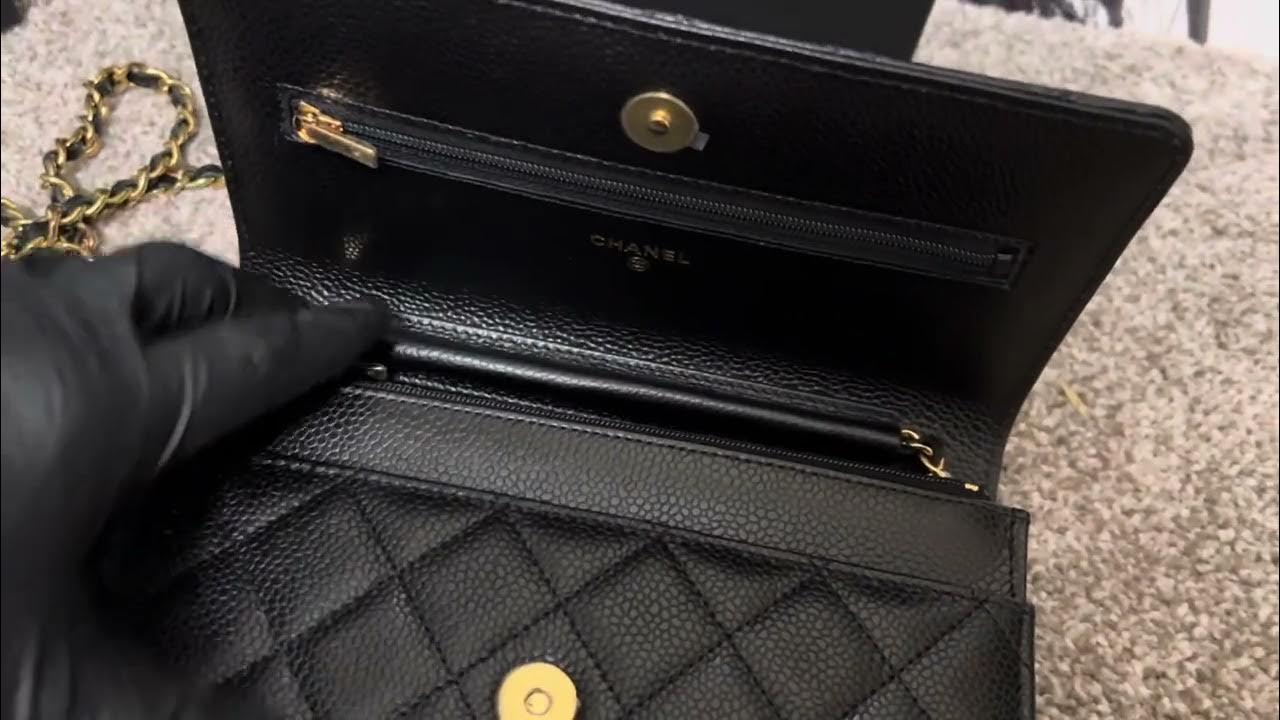 CHANEL Wallet On Chain WOC in Black Caviar GHW