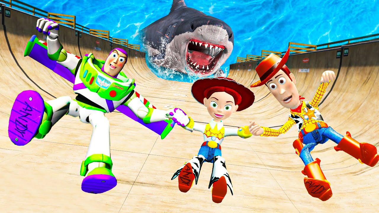 GTA 5 Buzz Lightyear vs Woody  Jessie RagdollsFails Toy Story  11