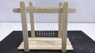 How To Make Newton's Cradle From Popsicle Sticks  Physics Toy