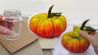 DIY Fall decor. Pumpkin using Glass Jar &amp; Cardboard. Home Decor gift idea