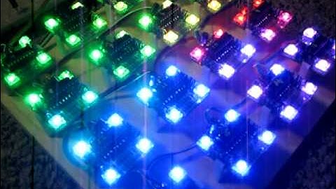 8x8 PIC16F628 RGB LED display (Close-up)