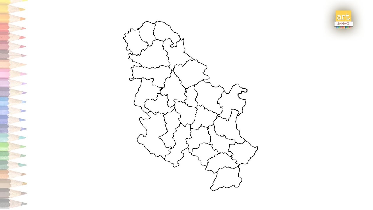 Serbia Map outline drawing with Districts | Map drawing videos | How to draw Serbia Map outline easy