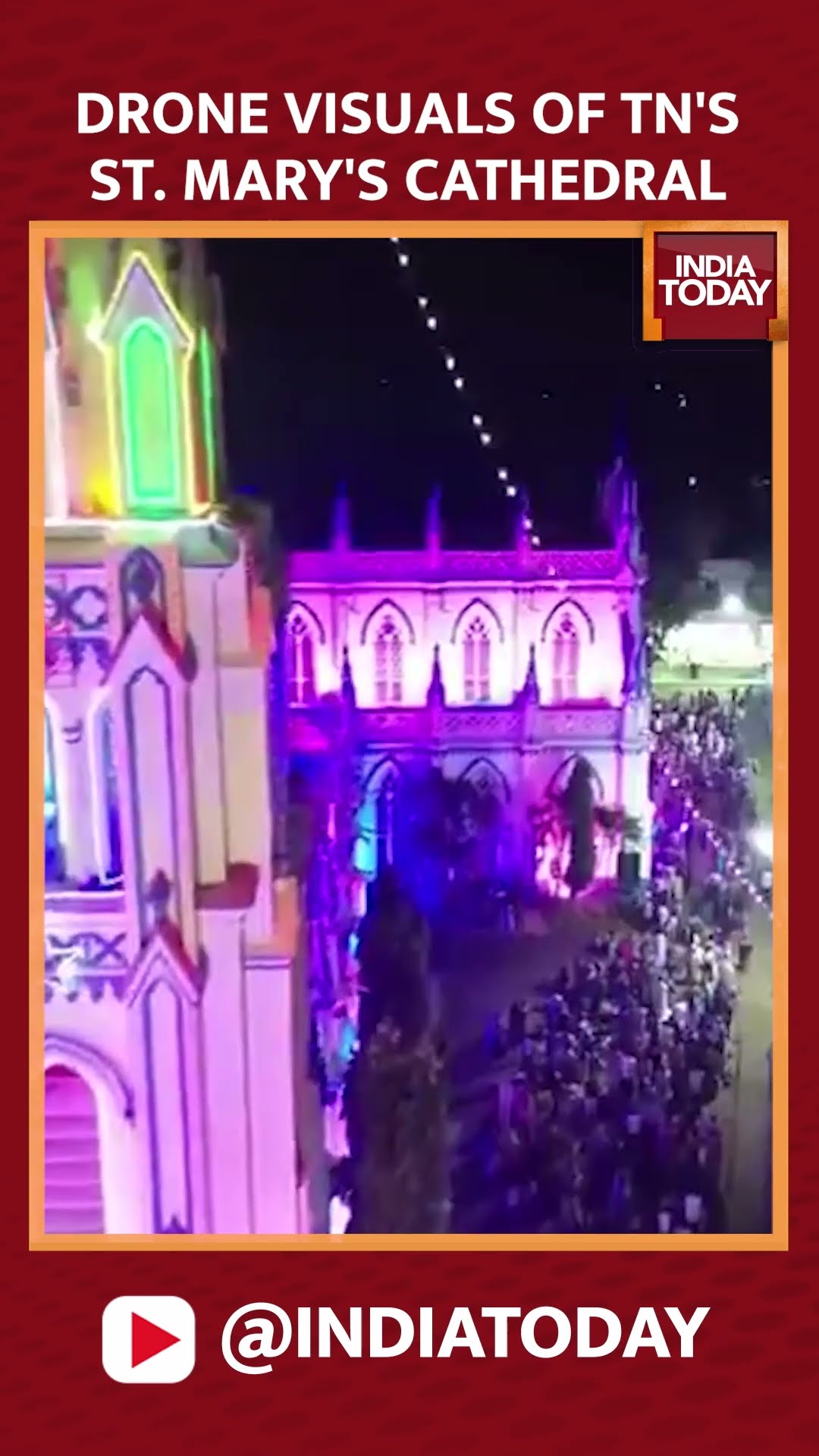 Drone Visuals Of Devotees Gathered At St. Mary's Cathedral On The Occasion Of Christmas