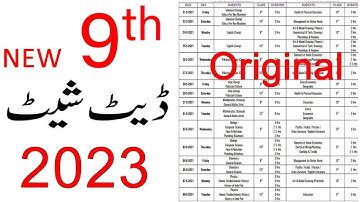 9th Date Sheet 2023, 9th Class Date Sheet 2023, Class 9th Date Sheet 2023,  Board Exams 2023