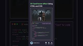 Animated 3D Card Hover Effect using HTML CSS 🤯☠️ #css #code #coding