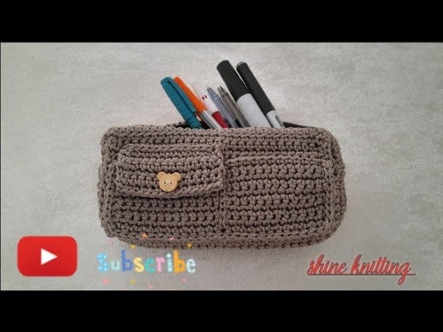 Knit Pencil Case with buttons - a beginning knit tutorial