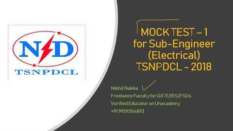 Mock Test - 1 | TSNPDCL Sub-Engineer | Nikhil Nakka