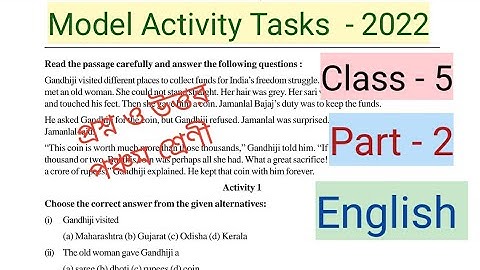 মডেল অ্যাক্টিভিটি টাস্ক পঞ্চম শ্রেণি ইংরেজি প্রশ্ন ও উত্তর। Model Activity Tasks English part - 2