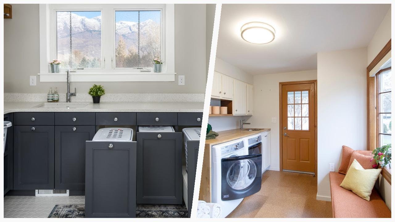 Stylish Ways to Revamp Your Laundry Room in Beige and Green | Designer ...