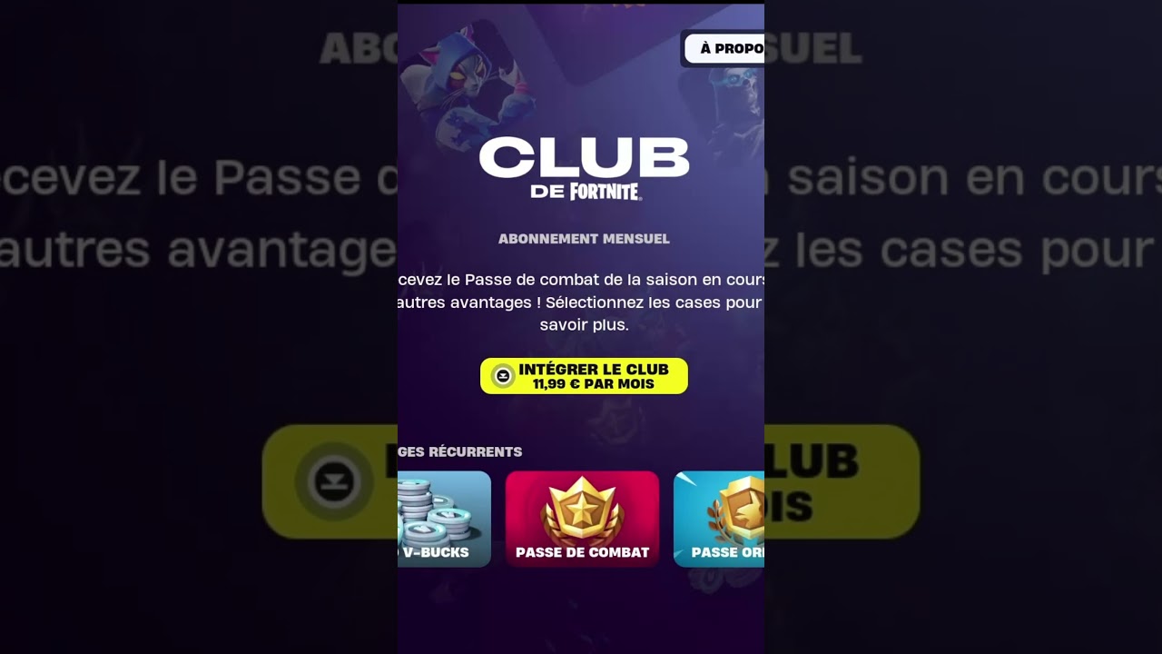 Achat de Club de fortnite 