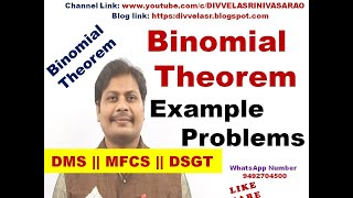 Binomial Theorem with Example Problem || Binomial Theorem || Binomial expansion || DMS || MFCS ||