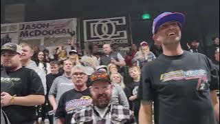 Hank Davis celebrates with the top row rowdies