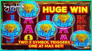 Not One, But TWO 5 SYMBOL TRIGGERS → HUGE WIN! Max Bet AWESOMENESS!