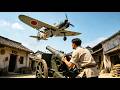 日軍戰鬥機狂轟村莊,老兵扛出土砲,一炮凌空打爆!