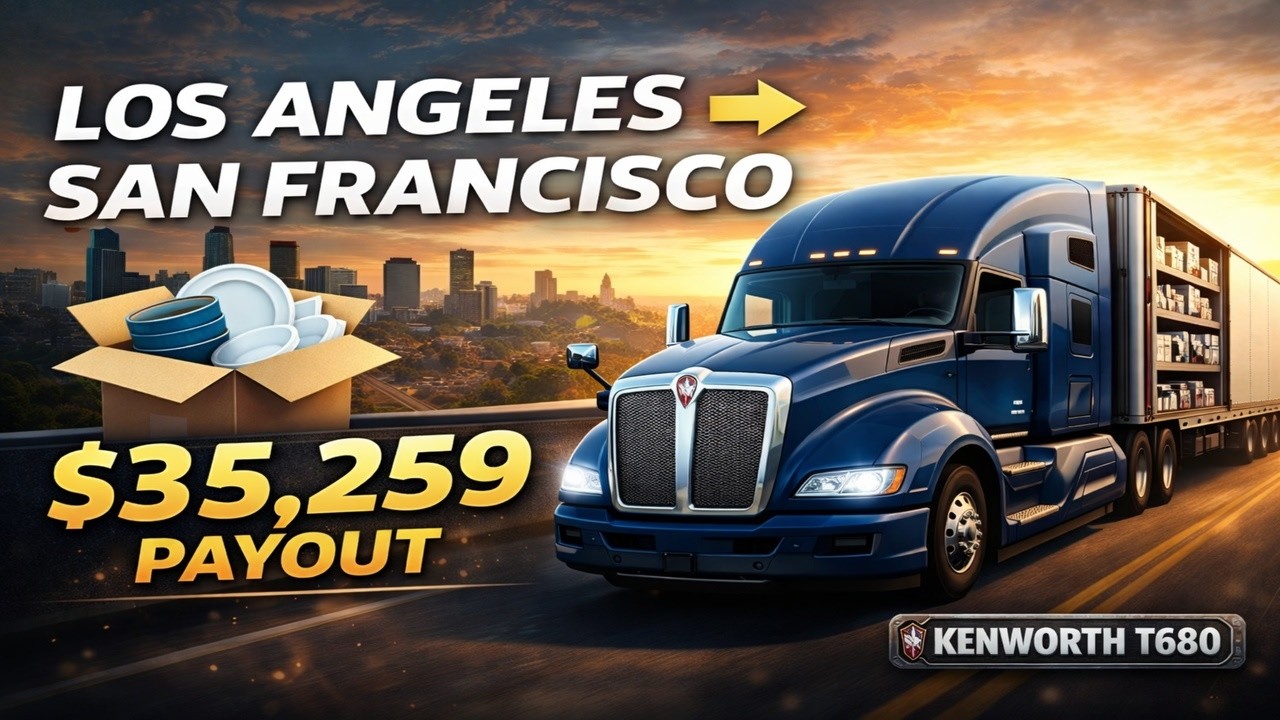 $35,259 Fragile Cargo Delivery from Los Angeles to San Francisco | Realistic Kenworth T680  | ATS