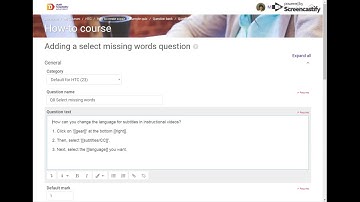 How to add a select missing words question in the quiz