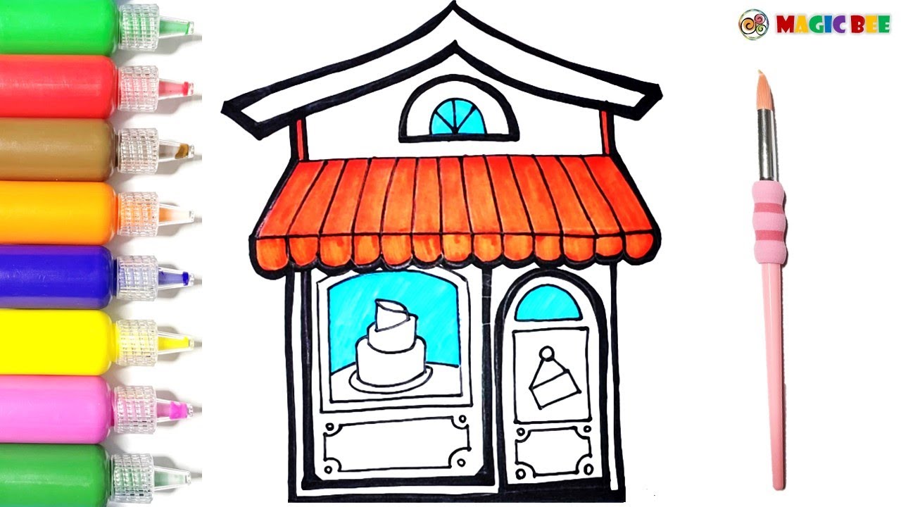 🎂 Delicious Cake Shop 🎂 How to Draw Cake Shop 🍮 Painting and