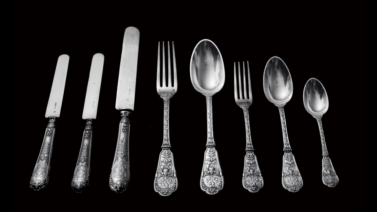 Odiot  184pc  Antique French Sterling Silver Flatware Set   Chateaubriant Model