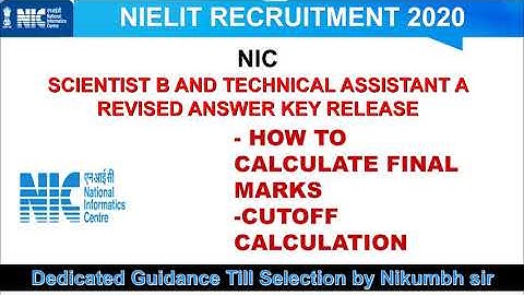 NIELIT RECRUITMENT FOR NIC (2020) - REVISED KEYS RELEASED