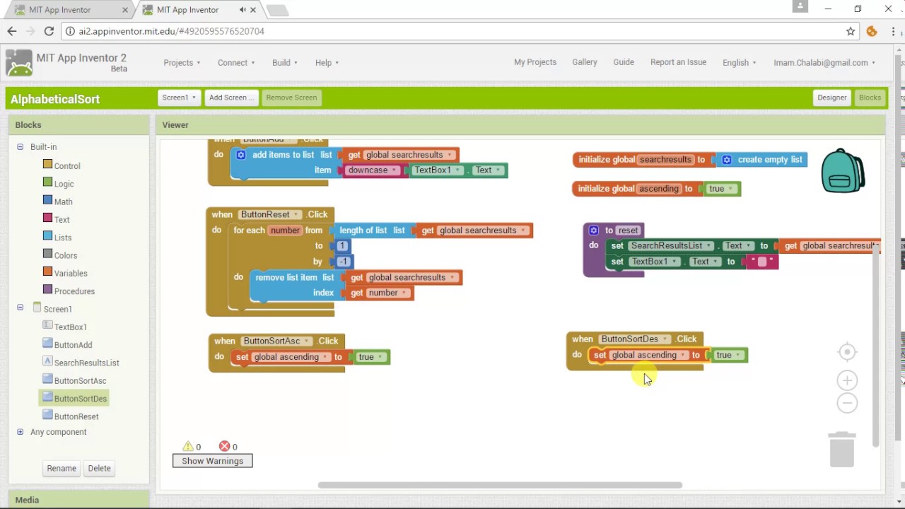 tutorial aplikasi sorting dengan app inventor - YouTube